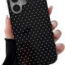 Compatible with iPhone 17 Case Cute Aesthetic Polka Dot Phone Case for Women Girl Shockproof Slim TPU and Hard PC Protective Cover (Black)