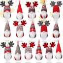 Skylety Christmas Tree Hanging Gnomes Plush Christmas Ornaments Elk Swedish Handmade Gnome Decor Mini Halloween Scandinavian Santa Holiday Decoration for Walls Stairs Windows(16 Pieces)