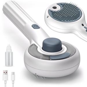 Cat Steam Brush for Indoor Cats  3-in-1 Grooming Tool with Water Spray, Self-Cleaning Hair Comb for Long & Short Haired Cats and Dogs