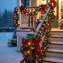 Yinder 50 Pcs Christmas Elk Garland Ties for Banister Adjustable Banister Garland Ties Green Holiday Cable Straps 12" Nylon Stocking Holders for Christmas Tree Wreath Stairways Railings Decoration