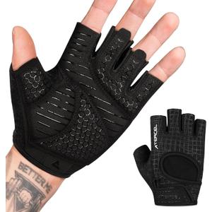 ATERCEL Weight Lifting Gloves Full Palm Protection, Workout Gloves for Gym, Cycling, Exercise, Breathable, Super Lightweight for Mens and Women (Medium, Black)