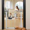 30.47"-32.64" Baby and Pet Safety Gate, 30" Tall Metal Walk-Thru Gate for Doorways & Stairs, Easy One-Hand Open, Dual Lock (Gray, 29" W x 30.5“H)