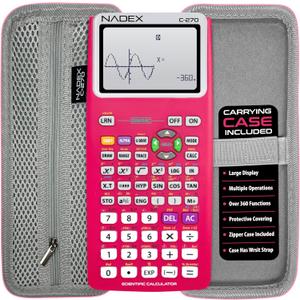 Scientific Calculator with Graphing, Includes Carrying Case, for College and High School Students, Calculus, Algebra, Geometry, Trigonometry, Statistics, Physics, Chemistry, Pink