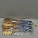 Wooden Spoons For Cooking, 6 PCS Natural Acacia Wooden Cooking Utensils, Non-Stick Wood Kitchen Utensil Set for Kitchen Essentials, Smooth Grip Wood Cooking Spoons with Hanging Hole, Blue