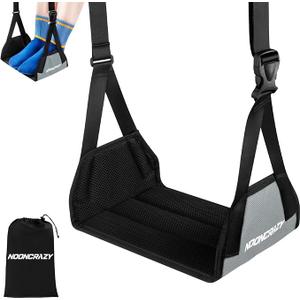 Airplane Foot Hammock, No Collapse Foot Rest for Plane Travel with Extended Adjustment Strap, Portable Desk Foot Hammock with Thickened Foam, Foot Sling Travel Essentials to Relax Your Feet