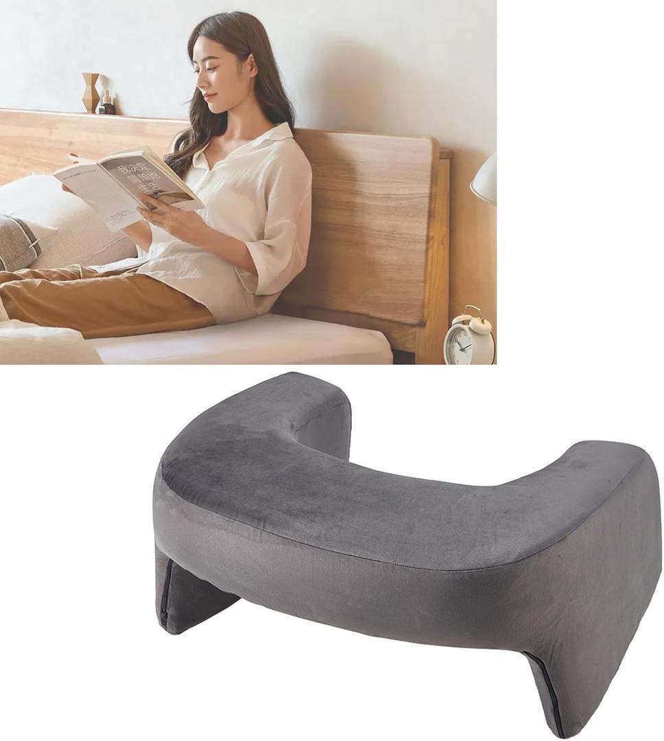 Reading & Gaming Pillow, Reading Bed Rest Pillow,Reading Lap Pillow, Memory Foam Gaming Pillow for Reading, Working, Playing, in Bed, Couch, Floor, Chair(Color:Gray)