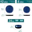vancasso Starry 18 Pieces Dinnerware Sets for 6, Blue Reactive Glaze Dishes Sets, Ceramic Plates and Bowls Set, Dinner Salad Dessert Plates, and Cereal Bowls Set, Dishwasher and Microwave Safe