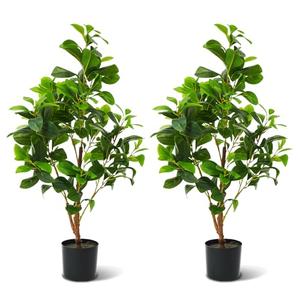 Famigmo 3FT Fake Plants Holly Leaves Potted Plant, Faux Floor Plants for Living Room Decor, Decoration for Artificial Plant Indoor, Indoor Outdoor Artificial Tree for Home Bedroom Kitchen Decor