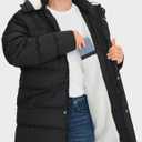 Men's Long Winter Coats Warm Water Resistant Puffy Hooded Windbreaker Insulated Thicken Jackets with Hood (Black, XXXL)