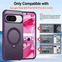 HuwaiH 360 Rotatable Magnetic Ring Stand for Google Pixel 9/9 Pro/10/10 Pro Case, Compatible with MagSafe, Military-Grade Shockproof, Anti-Scratch Matte Translucent Phone Case(Purple)