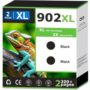 902XL Black Ink Cartridges Compatible for HP 902 XL Ink Replacements for HP 902 balck ink 902xl Work with OfficeJet Pro 6968 6978 6950 6958 6961 6962 6966 6960 6970 6975 6979 Printer(2 Pack Black)