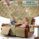 Ruaozz Waterproof Loveseat Recliner Cover with Console Non-Slip Reclining Couch Covers Split Sofa Slipcovers with Elastic Straps Furniture Protector for Kids, Dogs, Pets (Sand, 2 Seater)
