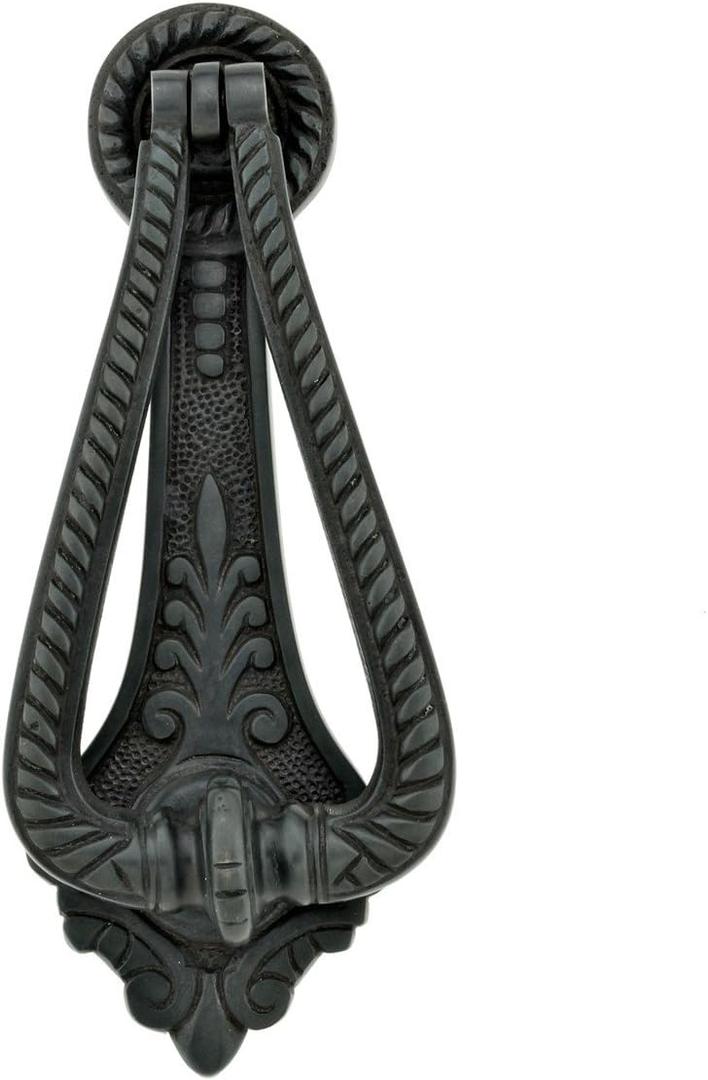 Renovators Supply Manufacturing Heavy Ornamental Design Door Knocker  Solid Brass Construction, Oil Rubbed Bronze Finish, 7 Inch Long with Mounting Hardware