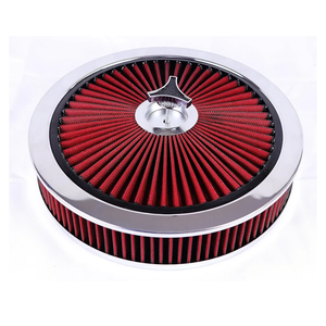 Round 14"x3" Air Cleaner Filter Assembly Kit Compatible with GMC Chevy Ford Chryler Dodge V8 Black 5-1/8" Carb Neck w/Flow-Thru Lid High Flow Chrome 4330CR