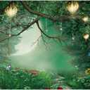 10x8ft Polyester Spring Summer Enchanted Fairytale Forest Backdrop for Photography Magic Lamp Photo Background for Newborn Baby Shower Photoshoot Children Birthday Party Decor Banner