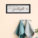 Comurdyo Love Theme Always Kiss Me Goodnight Sign 16"6" Romantic Couple Small Wood Frame for Framed Modern Farmhouse Master Bedroom Above bed Plaque Horizontal Wall Art Decor (Black)