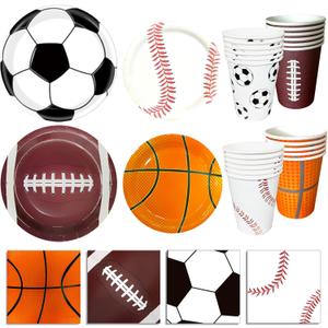 Sports Birthday Party Decorations, Sports Theme Party Supplies, Include Plates, Cups, Napkins, Soccer Basketball Baseball Football Theme Dinnerware (Serve 24)