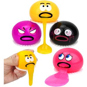 4 Pack Puking Sucking Fidget Toy Slime Ball, Vomiting Stress Balls Sensory Squeeze Toys, Cute and Gross Prank Toy, Novelty Gag Gift for Kids Adults