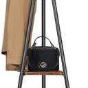 VASAGLE Coat Rack Freestanding, Coat Hanger Stand, Hall Tree with 2 Shelves, for Clothes, Hat, Bag, Industrial Style, Rustic Brown and Black URCR16BX