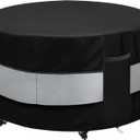 Round Patio Bar Height Table and Chair Cover Black Grey Waterproof Up to 10000pa for 73 x 43 Inch Outdoor Round Furniture Set Covers Patio Set Covers