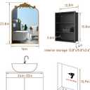 16x24 Inch Bronze Medicine Cabinet Mirror with Hand-Made Vintage Carving Flower and Aluminum Frame, Full Metal Cabinet, Recessed & Surface Mount, 2 Shelves, Arched Mirror with Storage for Bathroom