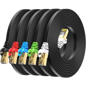 BUSOHE Cat8 Ethernet Cable 5FT 5 Pack Multi Color, Cat-8 Flat RJ45 Computer Internet LAN Network Ethernet Patch Cable Cord, 40Gbps 2000MHz Faster Than Cat7/Cat6/Cat5-5 Feet
