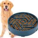 TOBYTO Slow Feeder Dog Bowls Large Medium Breed,Anti-Choking Slow Eating Dog Food Bowl,Non Slip Pet Slower Food Feeding Bowls Large Puzzle Slow Feeder Bloat Stop Maze Dog Dishes,Dark Blue