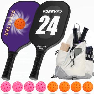 Pickleball Paddles Set of 2 for Beginners, Families & Enthusiasts of All Ages, T300 Carbon-Infused Pickleball Rackets for Better Spin & Control, USAPA Lightweight Pickleball Set with 8 Balls & Bag