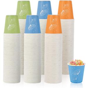 LITOPAK 600 Pack 5 oz Disposable Paper Cups, Colorful Disposable Mouthwash Cups, Small Disposable Cups, Mini Paper Cups for Parties, Picnics, Barbecues, Travel and Events (5OZ-orange&blue&green)