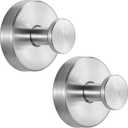 Suction Cup Hooks for Shower No-Drill Bathroom Hooks for Towels, Robes, Loofah Mountable on Bathroom Walls, Kitchen, Glass, Mirrors, Tile and Smooth,Non-Porous Surfaces (2, Brushed Nickel)