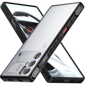 Foluu Slim Fit Case for ZTE Nubia Red Magic 9 Pro/9S Pro, Translucent Matte Hard PC Back & Soft TPU Bumper Protective Shockproof Case - Black