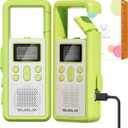 Kids Walkie Talkies 2 Pack Rechargeable, 3 Miles Long Range 22 Channels with VOX and NOAA Weather Alert Flashlight, Fun Birthday Gifts for 3-12 Year Old Boys Girls Outdoor Adventure Toys