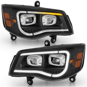 ELH 500% Brighter LED Projector Headlight Assembly Fit For 2011-2018 Dodge Grand Caravan/2008-2016 Chrysler Town & Country Headlamp