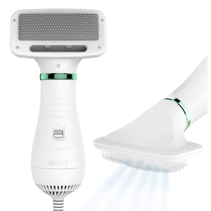 2-in-1 Dog Hair Dryer with Slicker Brush for Small-Sized Dogs and Cats | Pet Hair Dryer | Dog Blow Dryer | 300 Watts, 75-85 dB, Adjustable Temperature, Overheat Protection