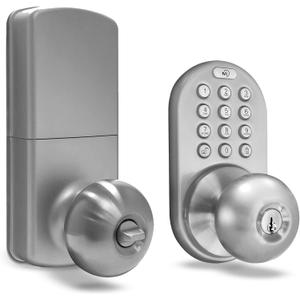 MiLocks TKK-02SN Tkk-Sn Digital Door Knob Lock with Electronic Keypad, Satin Nickel, Keypad, Keyless
