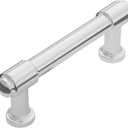 Hickory Hardware 1 Pack Solid Core Kitchen Cabinet Pulls, Luxury Cabinet Handles, Hardware for Doors & Dresser Drawers, 3 Inch Hole Center, Chrome, Piper Collection