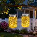 6 Pack Solar Mason Jar Lights for Outside, 30 LED Solar Mason Jar Lids Fairy Lights with 6 Hangers(No Jars) Outdoor Waterproof for DIY Patio Garden Yard Lawn Party Wedding Decoration Warm White