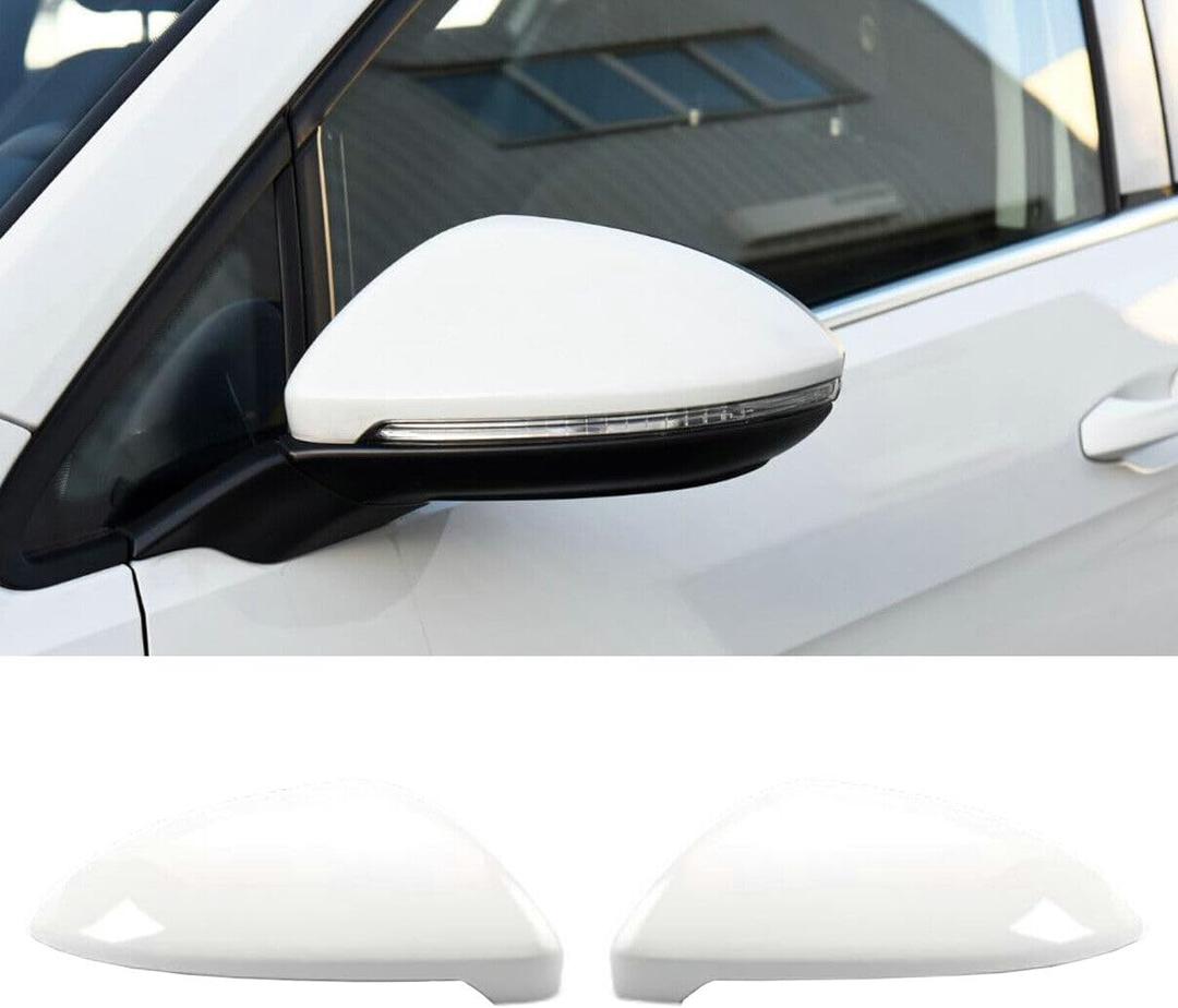 Left+Right Rearview Mirror Cover Side Mirror Caps for VW Golf GTI MK7 2015 2016 2017 2018 2019 2020 2021 White