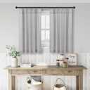 DANCURTON Gray Kitchen Cafe Curtains 24 Inch Length 2 Panels Pinch Pleated Back Tab Light Filtering Sheer Privacy Linen Farmhouse Short Curtains for Small Window Light Grey Curtain for Bathroom 36x24