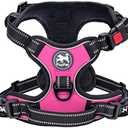 PoyPet No Pull Dog Harness, No Choke Front Lead Dog Reflective Harness, Adjustable Soft Padded Pet Vest with Easy Control Handle for Small to Large Dogs(Pink, Small)