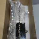 GUOER 4 Pack Snowflake Christmas Stocking Holder Set for Mantle Christmas Decorations Holiday Mantle Fireplace Topper - Snowflake Snowman Reindeer and Christmas Tree Hangers Decorative Metal Hanger