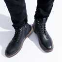 Vostey Mens Motorcycle Boots With Side Zipper Dress Boot (Black) Size: 9.5