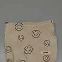 Makeup Bag For Women - Corduroy Cosmetic Bags Aesthetic Design Ladies Tote pouch Women's Pencil Case,Cute Smiley Face Makeup Organizer with Zipper (Beige)