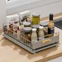 Under Sink Organizer, Single Tier Metal Pull Out Sliding Drawer Shelf for Kitchen Bathroom Cabinet Storage, Sturdy Rack  Gray