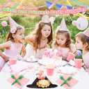 Yungyan 250 Pcs Christmas Pink and Green Tableware for 50 Guests Witch and Princess Party Supplies Set Includes Witch Hat Plates, Bow Napkins, Forks, Cups, Straws Disposable Party Decor for Birthday