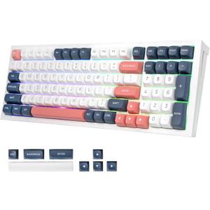 Redragon K723 Wireless Mechanical Gaming Keyboard Creamy, Bluetooth/2.4G/USB-C Wired, RGB Backlit, Hot Swappable Pre-lubed Linear Switches, Custom Gasket Structure for PC/Mac/PS/Xbox, White Blue