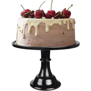 Round Cake Stand Black 11" Melamine Cake Display Stand Dessert Cupcake Display Tray for holiday, Graduation, Wedding, Birthday, Party, Baby Shower, Anniversary, Ceremony, Christmas