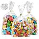 Toosci 8" x 11" Clear Cellophane Treat Bags with Bottom Gusset & Twist Ties – for Baked Goods, Cookies, Candies, Chocolates, Popcorn & Gift Packaging (50 Pcs, 2 mils)