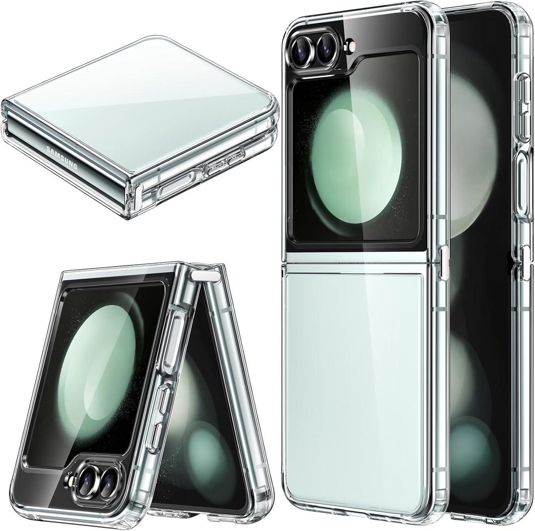 JETech Case for Samsung Galaxy Z Flip 5 2023 with Hinge Protection, Heavy Duty Rugged Protective Hard PC Phone Cover, Anti-Fingerprint Matte Finish (Frosted Clear)