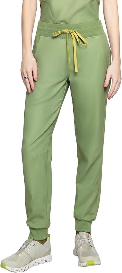 LAMBDA ACADIA Sutton Jogger Scrub Pants for Women – 6 Pockets, Comfort, Stylish, Hi-Stretch, Classic Fit (US, Alpha, Large, Avocado)